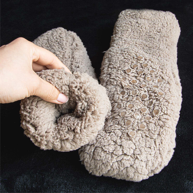 Sheepies Ultra Warm Non-Slip Woolly Slipper Socks Brown Colour